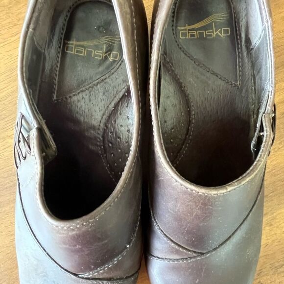 Dansko Stacie Brown Leather Slip-On Clogs EU 37 6.5-7 Comfort Work Shoes Classic - Picture 7 of 10